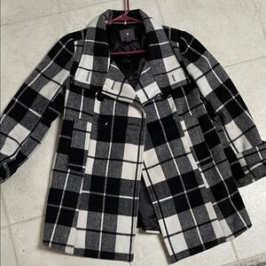 Black and White Plaid Coat